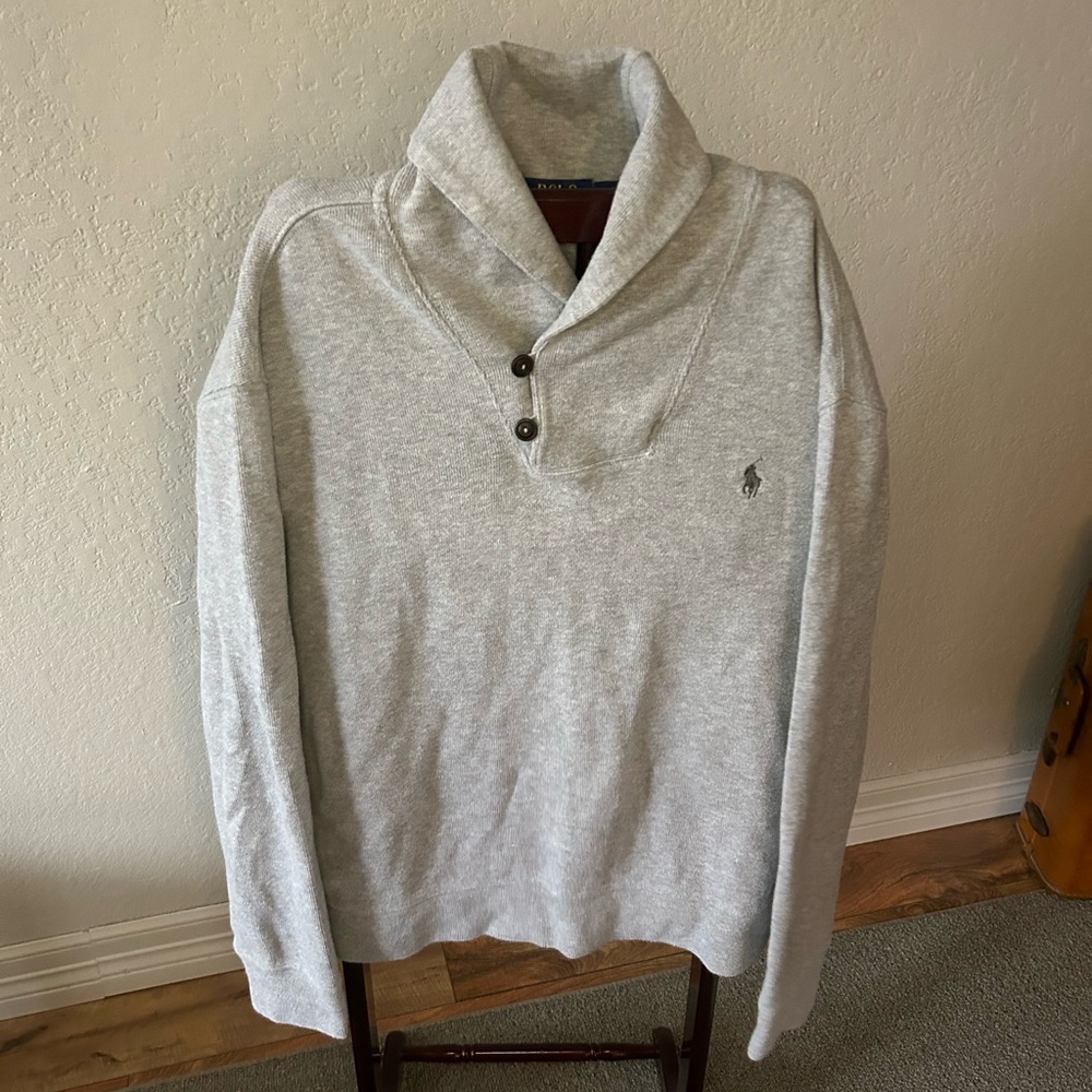 Polo By Ralph Lauren Two Button Rolled Collar Sweater